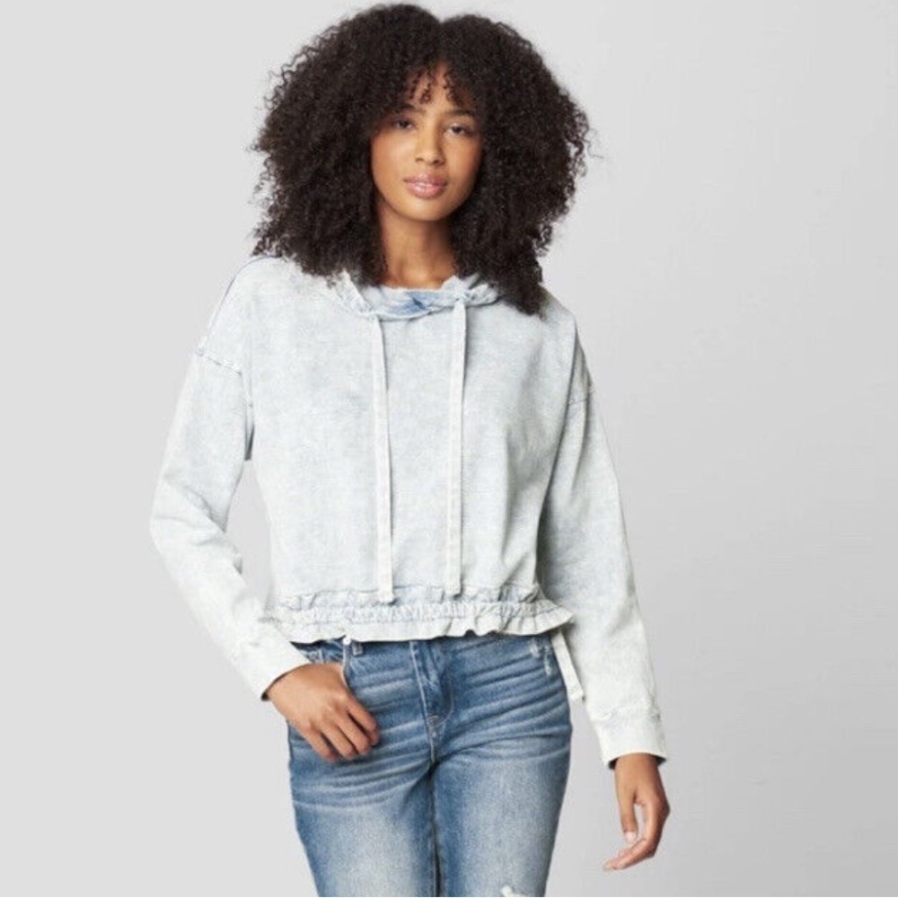 NWT BlankNYC Free Spirit Acid Washed Soft Denim Hoodie Sweatshirt Size Small